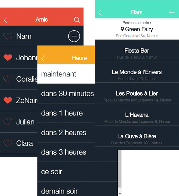 Fonctionnalités interne à l'application